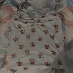 Cute Noodle Strap Floral Shirt
